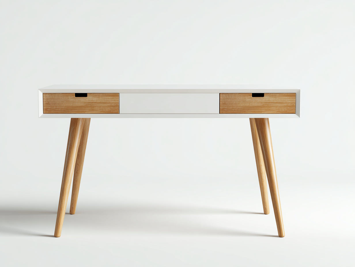 Mesas de oficina de madera 120x55x76 cm - blanco-madera - estilo nórdico