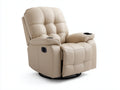 Sillones reclinables tapizados en cuero sintético 92x94x103 cm - Beige - Diseño giratorio con portavasos