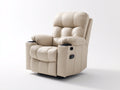 Sillones reclinables de cuero sintético beige con portavasos 100x96x106 cm - diseño acolchado para salón