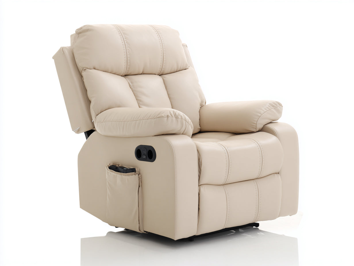 Sillones reclinables de cuero sintético beige 98x95x105 cm - diseño acolchado para salón