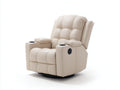 Sillones reclinables tapizados en cuero sintético 90x94x102 cm - Beige - Diseño giratorio con reposabrazos acolchados