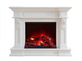 Chimeneas eléctricas con marco decorativo 125x33x104 cm - Blanco-Rojo - Diseño clásico con relieves laterales