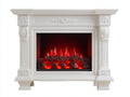 Chimeneas eléctricas con marco decorativo 120x32x100 cm - Blanco-Rojo - Diseño clásico con relieves florales