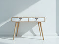 Mesas de oficina de madera natural y blanco 120x55x78 cm - con 2 cajones para despacho