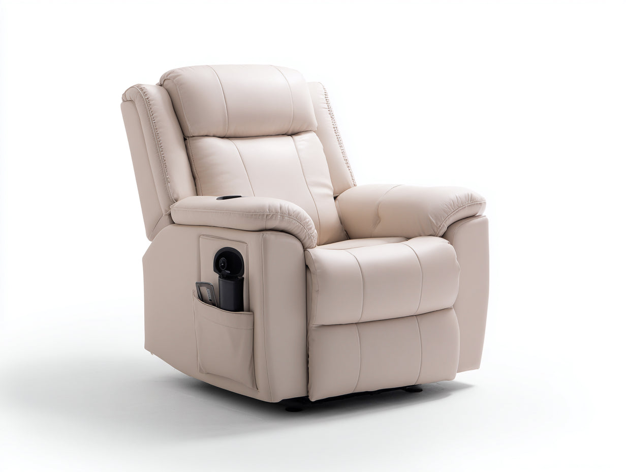Sillones reclinables de cuero sintético beige 100x96x106 cm - diseño acolchado para salón