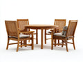 Conjuntos de comedor de jardín de madera natural con cojines beige 120x120x75 cm - diseño clásico para exterior