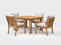 Conjuntos de comedor de jardín de madera 120x120x75 cm - Madera natural y beige - Diseño elegante para terraza