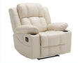 Sillones reclinables de piel sintética 93x95x104 cm - crema - diseño moderno con portavasos