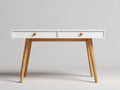 Mesas de oficina de madera natural y blanco 125x55x78 cm - con 2 cajones para despacho