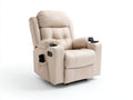 Sillones reclinables tapizados en cuero sintético 93x97x104 cm - Beige - Diseño acolchado con portavasos y mando