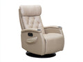 Sillones reclinables de cuero sintético beige con base giratoria 92x95x108 cm - diseño acolchado para salón