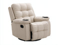 Sillones reclinables de cuero sintético beige con portavasos 104x98x105 cm - diseño acolchado para salón