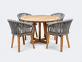 Conjuntos de comedor de jardín de madera y cuerda 120x120x76 cm - madera-gris - diseño redondo